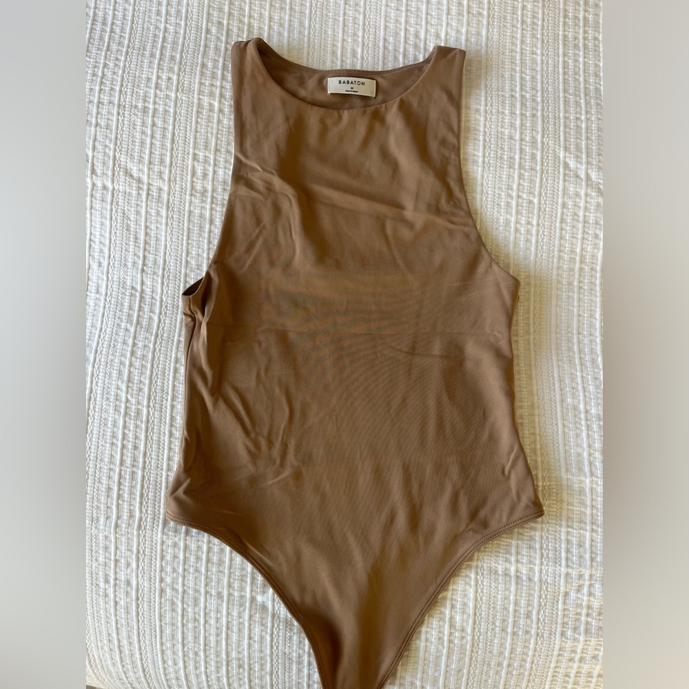 Aritzia Tan Brown Cut Out Sleeveless Bodysuit